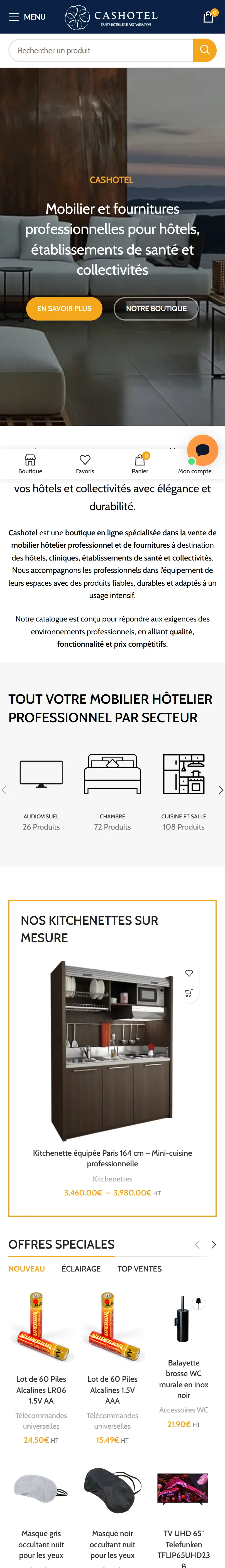 Interface mobile Cashotel