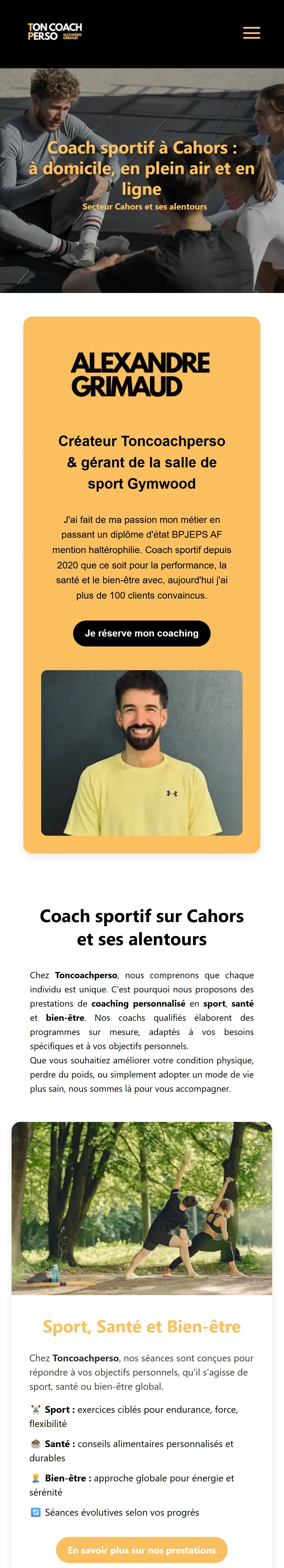Interface mobile Toncoachperso